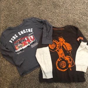 2/$10 long sleeve tshirts monster, fire truck